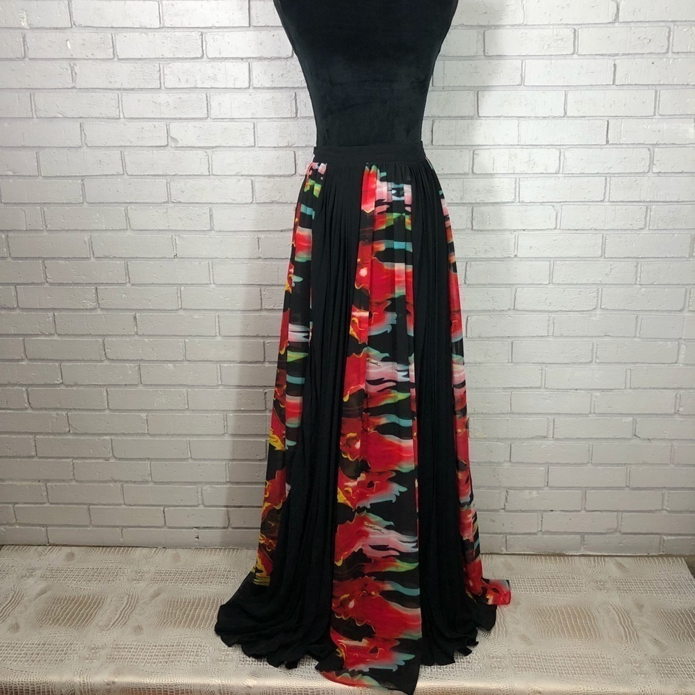 Just Cavalli Pleated Printed Georgette Maxi‎ Skirt